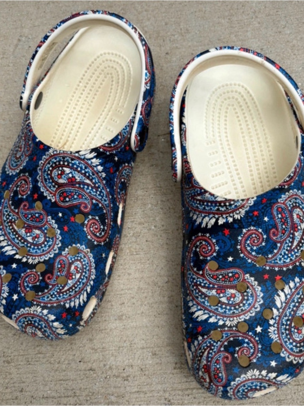 Women's Navy Paisley Comfort Clog Flats